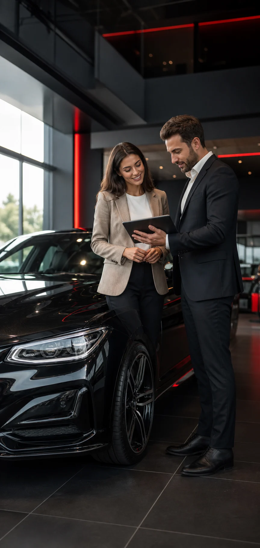 CarMark-ի մասնագետը հաճախորդի հետ ընտրում է ավտոմեքենա